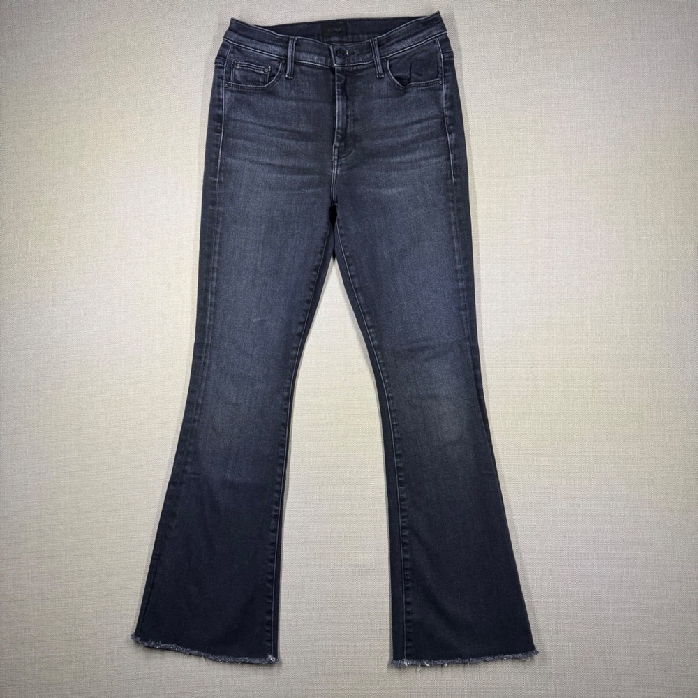 Mother Womens The Weekender Fray Flare Jeans Thunder Road Raw Hem Size 29